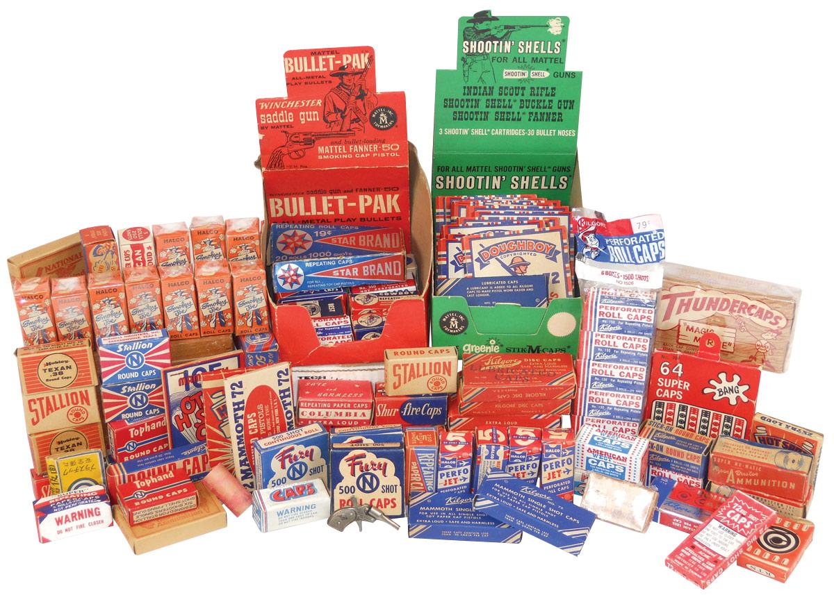 Cap gun caps, many Kilgore, Doughboy, Cowboy, Halco, Fury, Nichols