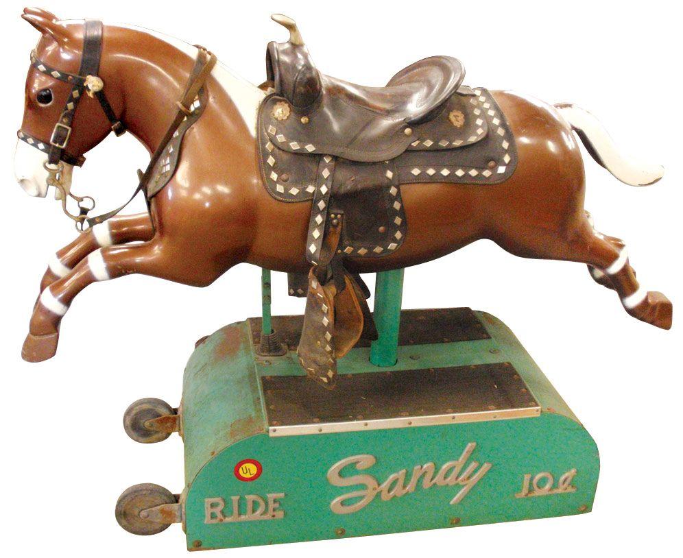Sandy riding horse, coinoperated, 10 Cent ride, complete, VG working