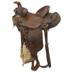 Saddle, mfgd by Vaco-San Francisco, 13.5" seat, c.1940's era, Fair cond.