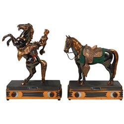 Figural horse radios (2), both mfgd by Abbotwares, one saddle horn shows repair, both Good untested 