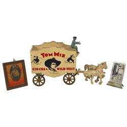 Toy, Tom Mix Wild West Wagon, cast iron & wood, c.1934-1935, a Very Rare toy in Exc orig cond, 9"H x