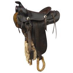 Saddle, Bona Allen w/15" seat, c.1930's to 1940's era, Good/Fair cond.