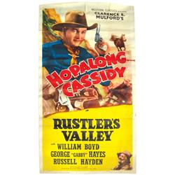 Western movie poster, Hopalong Cassidy "Rustler's Valley" starring William Boyd, 3-sheet, Good orig 