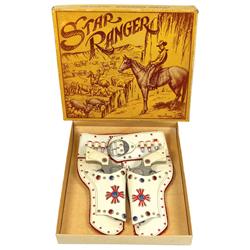 Star Ranger cap gun holster set, complete w/Hubley Texan Jr. cap guns, VG to Exc cond in orig box, c