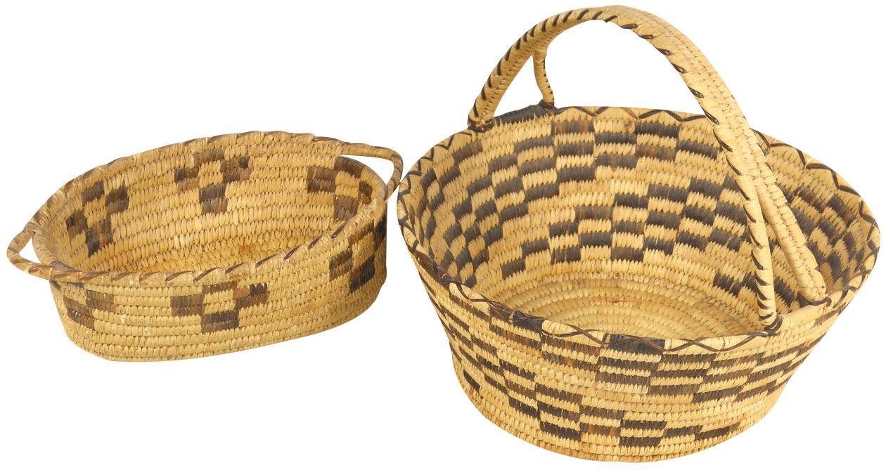 Papago & Pima, AZ, Native American baskets (2), flower gathering basket