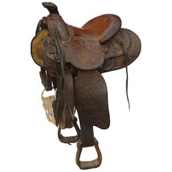 Saddle, child's, marked N. Porter, mfgd by Porter Saddle Co.-Phoenix, AZ,  leather, size 11", c.1930
