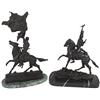 Image 1 : Western bronze statues on marble bases (2), Fighting Indian & Indian w/buffalo hide, c.1950's-1960's
