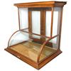 Image 1 : Showcase, curved glass single steeple, walnut, mfgd by Jos. Knittel-Quincy, IL, VG cond w/clear caul