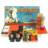 Image 1 : Lone Ranger items (3), binoculars, signed Siren flashlight & Lone Ranger game (1938), all Exc cond i