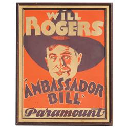 Western movie posters (2), Will Rogers in "Ambassador Bill" by Paramount Pictures, 30"H x 24"W frame