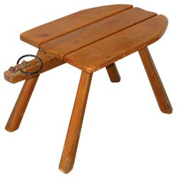 Hopalong Cassidy stool w/splayed legs & saddle seat, Rare, hard maple w/orig surface, c.1950's, Exc