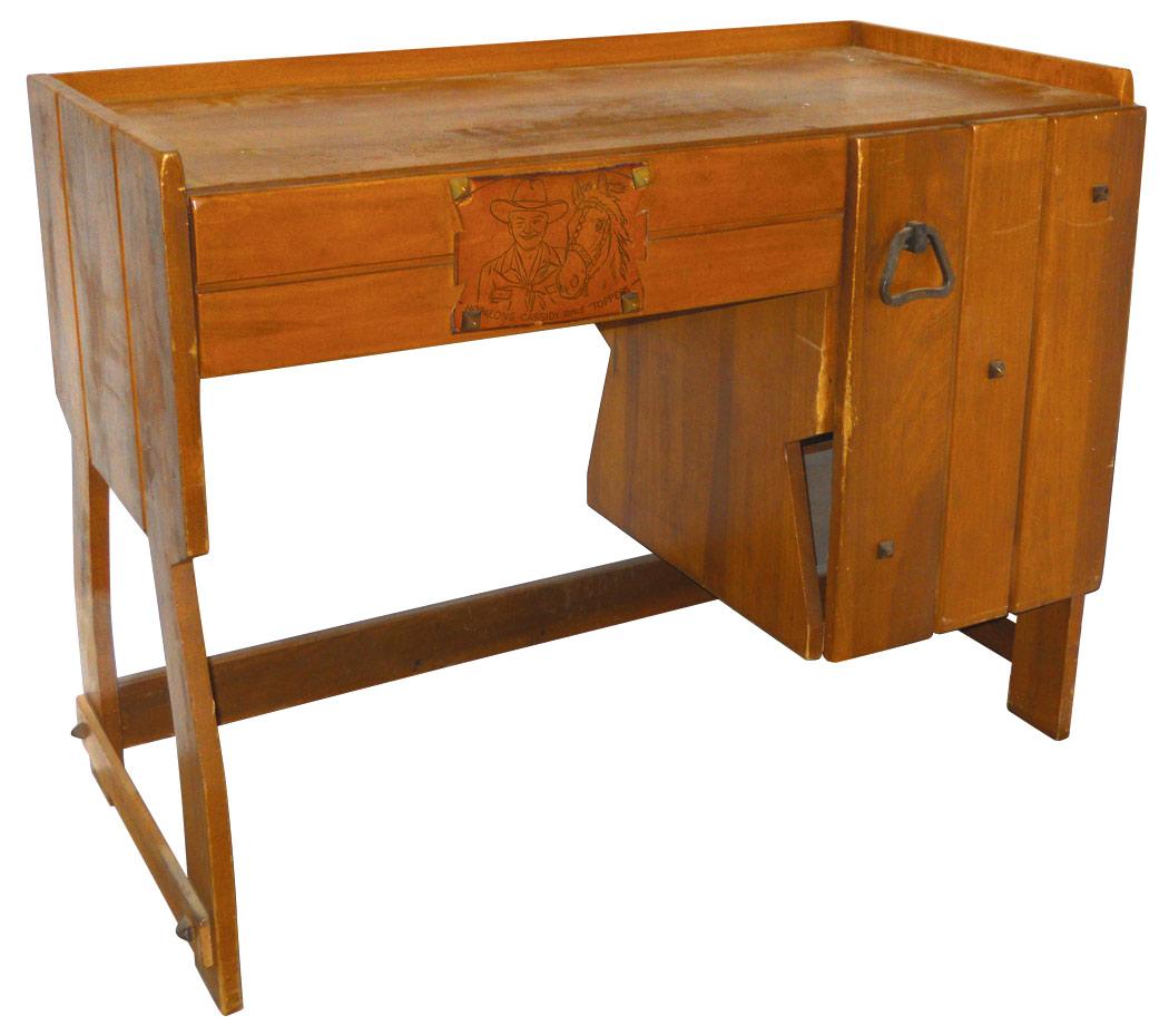 Hopalong Cassidy Desk Rare Hard Maple W Orig Surface Leather