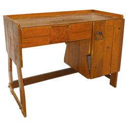 Hopalong Cassidy desk, Rare, hard maple w/orig surface, leather Hoppy & Topper sign on drwr, door at