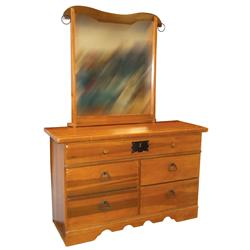 Hopalong Cassidy dresser w/mirror, Rare, hard maple w/orig surface, 5 drwrs, c.1950's, Exc orig cond