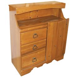Hopalong Cassidy hooded bureau, Rare, hard maple w/orig surface, 3 drwrs & door, c.1950's, Exc+ orig