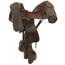 Saddle, 1904 Pattern U.S. McClellan Cavalry Saddle, stamped Hotze & Sons 1918 J.B.S., 11" seat, comp