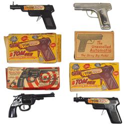 Toy cap guns w/boxes, The Unexcelled Automatic cap pistol, Crack Shot Dart Pistol No. 37 by Wyandott