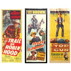 Western movie posters (3), Roy Rogers in "Trail of Robin Hood", Johnny Mack Brown in "Texas Lawmen" 