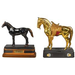 Figural horse radio & clock, mfgd by Abbotwares, horse on radio missing tips on ears, o/wise both VG