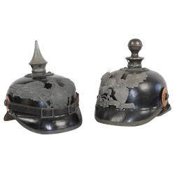 Militaria, (2) helmets, Prussian wartime garde infantry E.M. helmet & another style Prussian wartime
