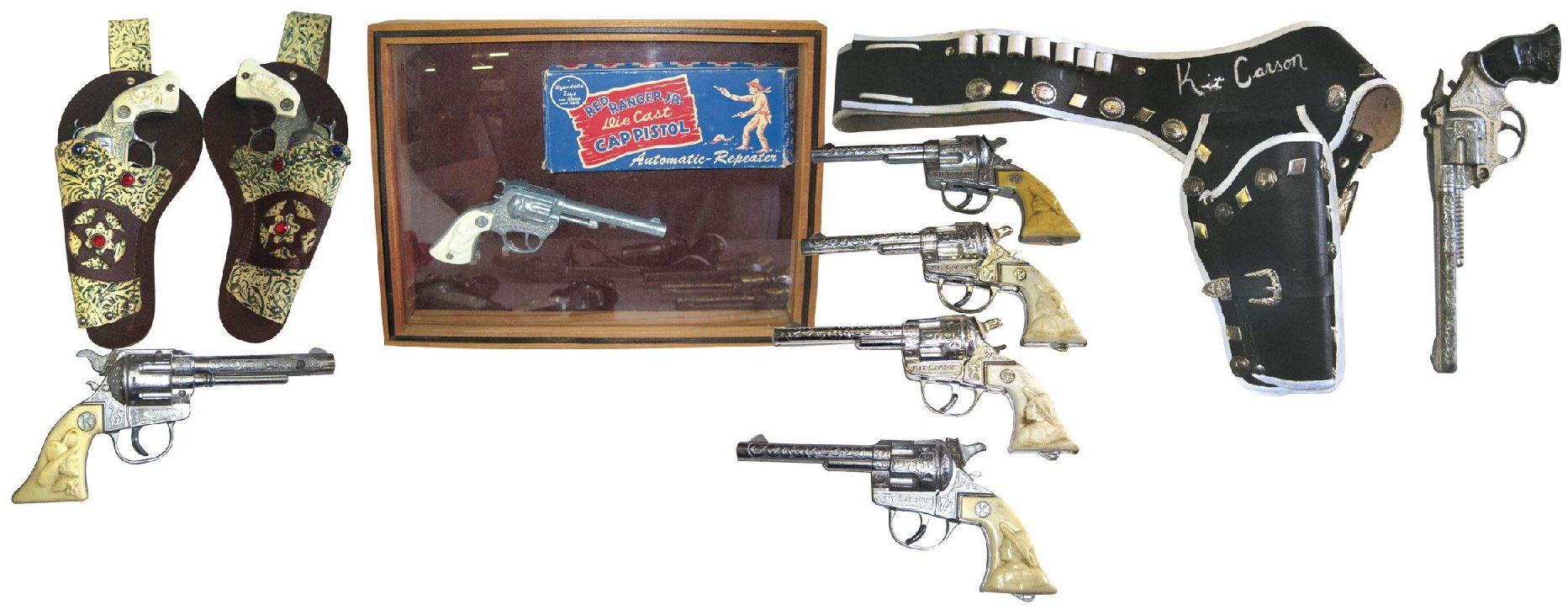 Kit Carson & Red Ranger cap guns & holsters (11), includes Red Ranger ...