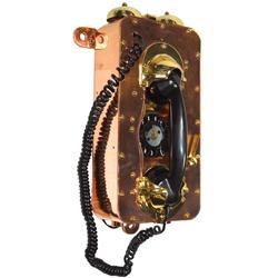 Militaria, WW II submarine telephone, restored in copper finish, works great, Mint cond, 13"H x 7"W.