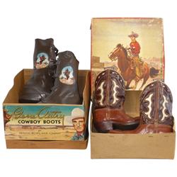Tom Mix & Gene Autry boots, child-sized Tom Mix boots w/box & Gene Autry boots by Graham Brown Shoe 