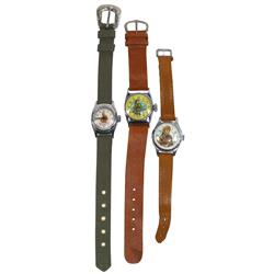 Davy Crockett watches (3), one made by Muros Watch Factory has gun that shoots as the second hand, w