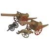 Image 1 : Toy cannons (4), all cast metal, larger 2 have cast iron wheels w/orig paint & are 24"L, all VG cond
