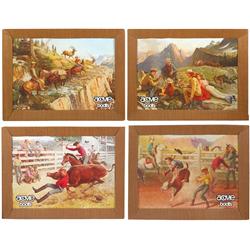 Acme Cowboy Boots self-framed cdbd signs (4), all Exc cond & 18"H x 24"W.