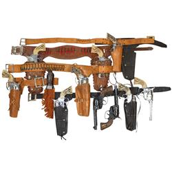 Toy cap guns & holsters, Mattel Fanner 50 cap guns w/single & double holsters, some holsters are Mat