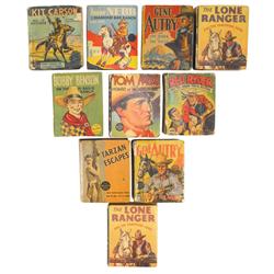 Big Little Books (10), includes Red Ryder, 2 Gene Autry, Junior Nebb, Kit Carson, Tarzan Escapes, 2 