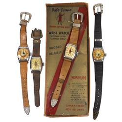 Dale Evans watches (4), Ingraham wrist watch in box (no lid), shows standing Dale, another w/same fa