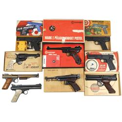 BB guns & air pistols in boxes (9), includes Marsmiths, Hahn 45 single action revolvers, Hy-Score ai