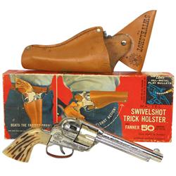 Cap gun w/holster, Mattel Swivelshot Trick Holster w/Fanner 50 Smoking Cap Pistol, VG cond in box w/
