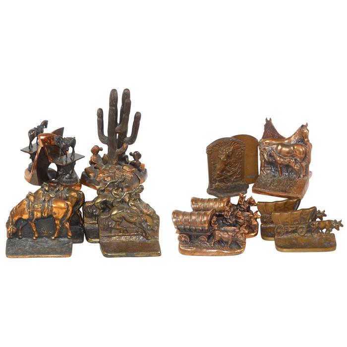 Western bookends (8 pr), includes cactus, cowboys on broncs, covered