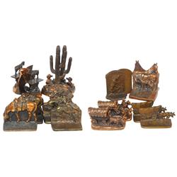 Western bookends (8 pr), includes cactus, cowboys on broncs, covered wagons, horses, etc., all cast 