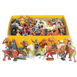 Western painted lead figures, (approx 60) all c1920's-1940's, includes cowboys, Indians & horses, mf