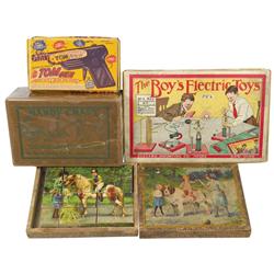 Vintage toys (4), The Boy's Electric Toys by Electro, set appears complete, VG cond, Super Automatic