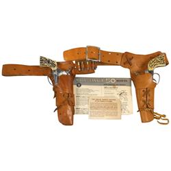 Toy cap guns, Mattel Shootin' Shell Fanner 50 cap guns, includes 2 cap guns plus orig holsters & ins