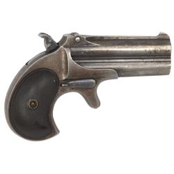 Handgun, Remington, double Derringer, 41 cal, 3" bbl, hard rubber grips, blued finish,  no crack evi