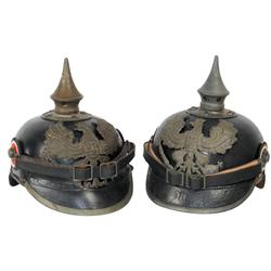 Militaria, (2) helmets, wartime Prussian infantry, early 1900's, VG to Exc cond. 