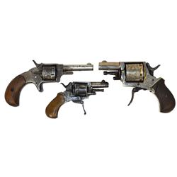 Revolvers (3), British Bulldog, 32 cal, 6 shot, folding trigger, engraved on frame & cyl, double act