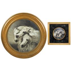 Pharaoh's Horses litho on tin sign by the H.D. Beach Co.-Coshocton, O., 26"Dia & Pharaoh's Horses ha