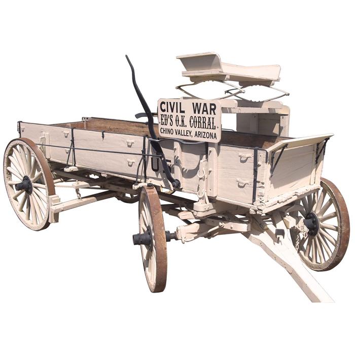 Civil War wagon, freight hauler, wheels marked Hayes Wheel Co., from Ed