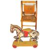 Image 1 : Roy Rogers & Tom Mix toy lot of 2, includes a Roy Rogers child's wooden folding chair, 24"H, Exc ori