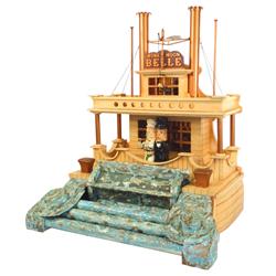 Baranger mechanical store display, steamboat paddle boat "Honeymoon Belle", NOS, Exc cond w/orig box