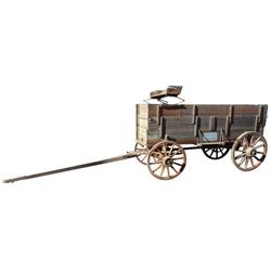 Grain hauling wagon, mfgd by Burnham Mfg. Co., c.1900, trap door at rear, from Ed's OK Corral Museum