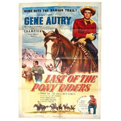 Gene Autry posters (2), Last of the Pony Riders, c.1953 1-sheet, Good orig cond, 41"H x 27"W & Clyde