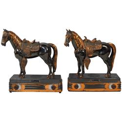 Figural horse radios (2), mfgd by Abbotwares,  one w/broken saddlehorn, both VG untested cond & 14"H